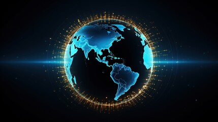 Wall Mural - Modern futuristic digital globe map background.AI generated image