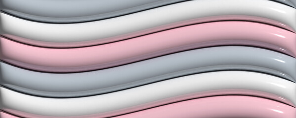 Poster - Soft inflate shiny lines, 3D rendering illustration