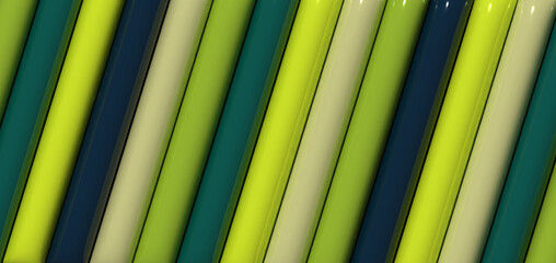 Poster - Multicolored inflated lines with a shiny surface, 3D rendering illustration