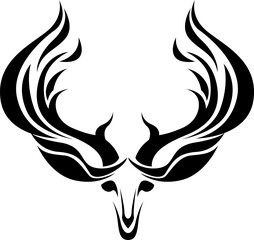 Wall Mural - Deer hornes tattoo, tattoo illustration, vector on a white background.