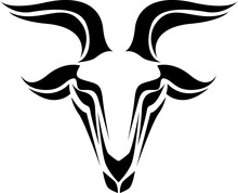 Goat Head Tattoo, Tattoo Illustration, Vector On A White Background.