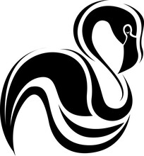 Flamingo Bird Tattoo, Tattoo Illustration, Vector On A White Background.