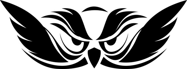 Wall Mural - Owl head tattoo, tattoo illustration, vector on a white background.
