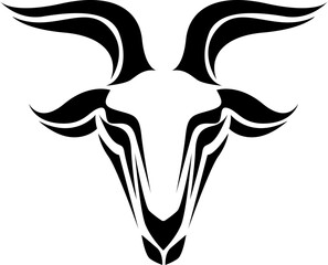 Wall Mural - Goat head tattoo, tattoo illustration, vector on a white background.