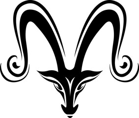 Canvas Print - Antelope head tattoo, tattoo illustration, vector on a white background.