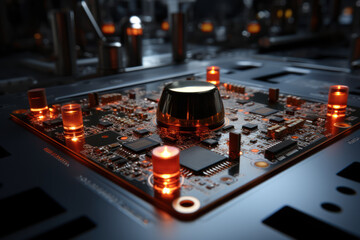 Poster - A quantum sensor detecting subtle changes in physical properties, underlining the sensitivity of quantum instruments. Generative Ai.