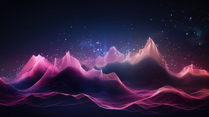 Poster - Futuristic big data visualization wave blue and purple background