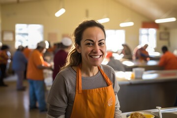 Portrait of a female volunteer working and volunteering at a community centar