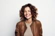 © Robert MEYNER - Portrait photography of a happy French woman in her 30s against a white background