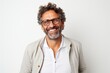 © Robert MEYNER - Lifestyle portrait photography of a happy Italian man in his 40s against a white background