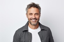 Group Portrait Photography Of  An Italian Man In His 40s Against A White Background