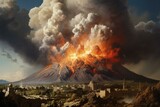Explosion of volcano, Pompeii. Generative AI