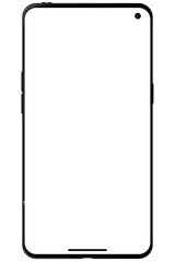 Wall Mural - Brand new smartphone black color with white screen mockup. Front view of modern android multimedia smart phone.	