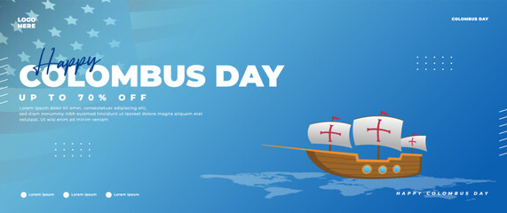 Wall Mural - Happy Columbus Day blue banner design
