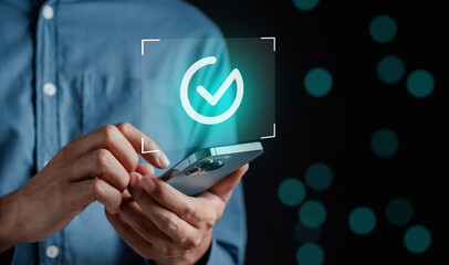 Aufkleber - Online survey filling out and digital form checklist quality check improvement. Standardization, certification. Compliance to regulations service and standards...