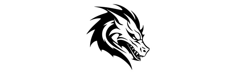 Wall Mural - black and white sketch of a dragon