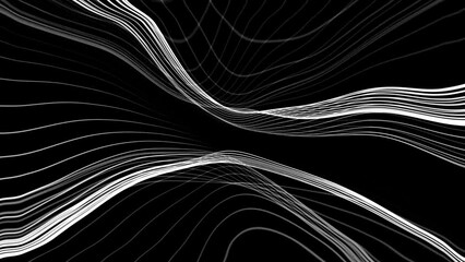 Black background white line wave