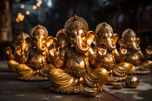 Ganesha Figurines,Religious Souvenirs In India. Ganesha Figurines In A Gift Shop,generative Ai