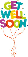 Poster - digital png text of get well soon on transparent background