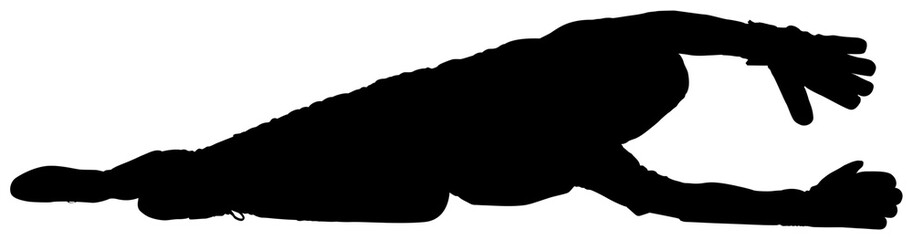 Poster - Digital png silhouette of goalie wearing gloves catching on transparent background