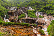 Jinguashi Golden Waterfall In New Taipei City Of Taiwan