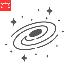 Galaxy glyph icon, cosmos and milky way, black hole vector icon, vector graphics, editable stroke solid sign, eps 10.