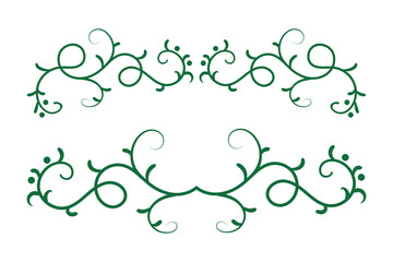 Wall Mural - 
Christmas Flourishes Swirls dividers lines Decorative Elements, Vintage Calligraphy Scroll Merry Christmas blue and red holly ornaments, Winter Holly headers lettering border page decor green Ornate 