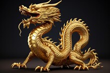 Chinese Dragon Full Body Made Of Gold Represents Prosperity And Good Fortune