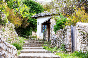 Wall Mural - Steps of the Walking Path in the Historic Village of Pocitelj in Bosnia and Herzegovina