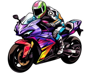 Wall Mural -  a person riding a motorcycle with a helmet on and a helmet on.  generative ai