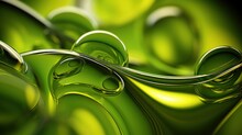 Green Olive Oil With Bubbles In The Style Of Abstract Structure