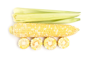 Canvas Print - Fresh corn cobs on white background