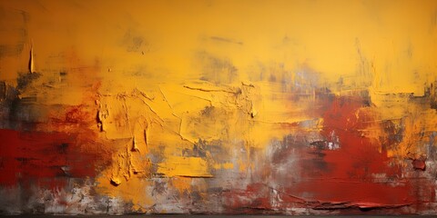 Wall Mural - Yellow orange coral fiery red burgundy abstract background for design. Color gradient. Painted old concrete wall with plaster. Bright. Colorful.