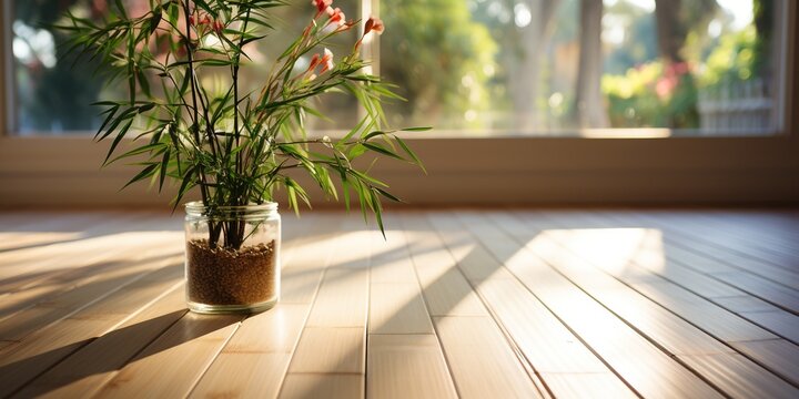 Properly maintained bamboo flooring with sunlight streaming in