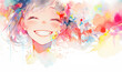 © Hamupata - 笑顔の少女のカラフルな水彩イラスト