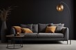 modern loft minimal sofa in loft interior style house ideas design template backdrop showcase living room in dark colortone material scheme