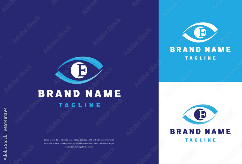 Eye logo design. Optics logotype in a frame from colored shapes. vector ...