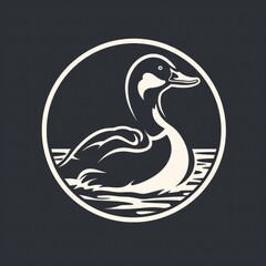 Sticker - Black and white duck logo, AI generated Image