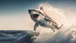 mako shark jumping out of ocean water .generative ai