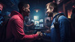 Handshake between 2 e-sports players