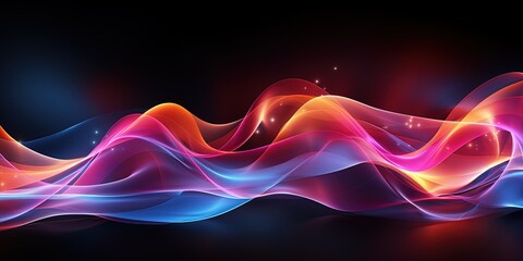 Wall Mural - Shiny neon waves, dynamic electric motion, energy or speed concept. Vector illustration for wallpaper, banner, background, leaflet, catalog, cover, flyer