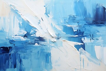 Aufkleber - Abstract art blue background. Colorful and bright texture. Contemporary art. An oil painting on a canvas Fragments of art. Paint spots. Paint strokes. Modern art, used for wall decorat : Generative AI
