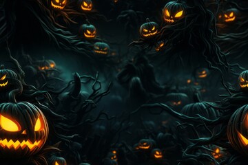 Wall Mural - Halloween, 3d jack lantern pumpkin