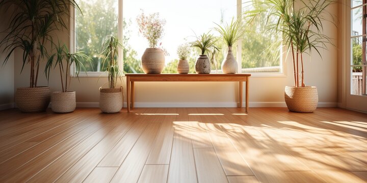 Properly maintained bamboo flooring with sunlight streaming in