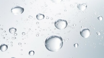 Aufkleber - Water drops on white background texture. backdrop glass covered with drops of water. bubbles in water : Generative AI
