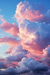 Poster - Abtract​ background texture of pastel sky and cloud in evening, use for advertising and put object on it for advertising work : Generative AI