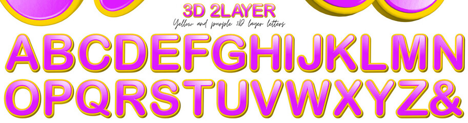 Wall Mural - 3D yellow and pink layer letters