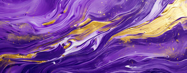 Canvas Print - bright and bold strokes of purple and gold color, painting. abstract background