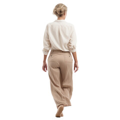portrait of a mature woman walking, transparent, isolated on white