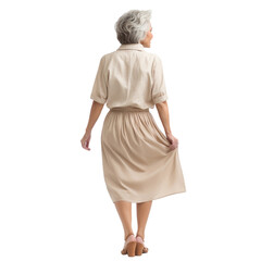 Wall Mural - portrait of a mature woman walking, transparent, isolated on white